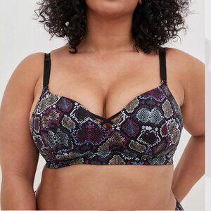 Plus Size 42B Black Snakeprint TORRID Dream Wire-Free Push-Up Bra Womens